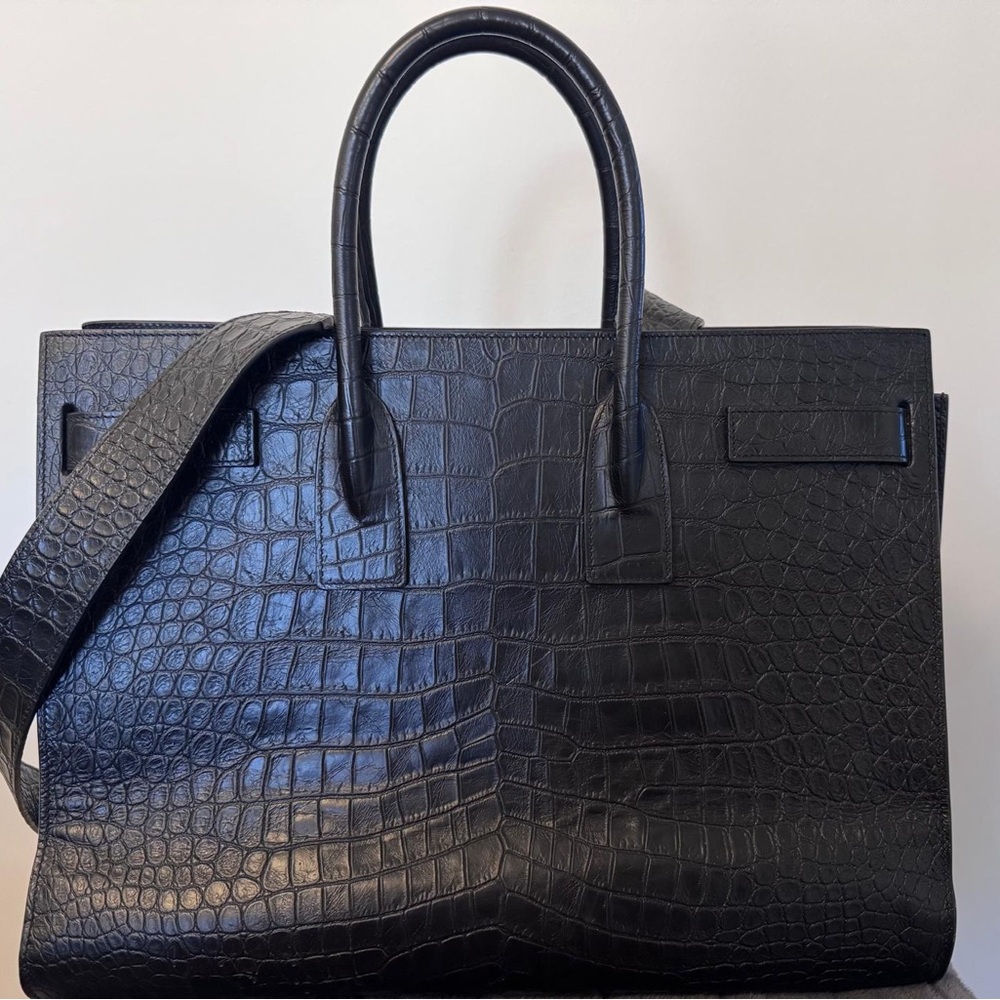 Saint Laurent Sac Du Jour - Black Crocodile-Embossed Leather, Silver Hardware - Picture 4 of 10
